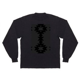 Geometric Southwestern Minimalist Pattern Matte Black Long Sleeve T-shirt