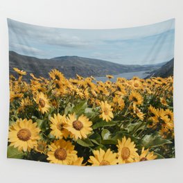 Oregon Summer Wildflower Hillside Meadow Wall Tapestry