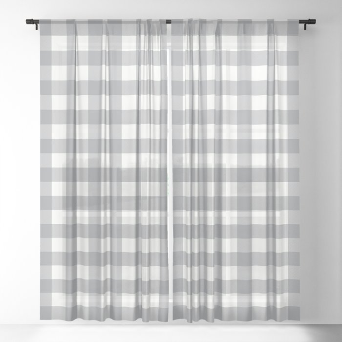 Steely Gray - gingham Sheer Curtain