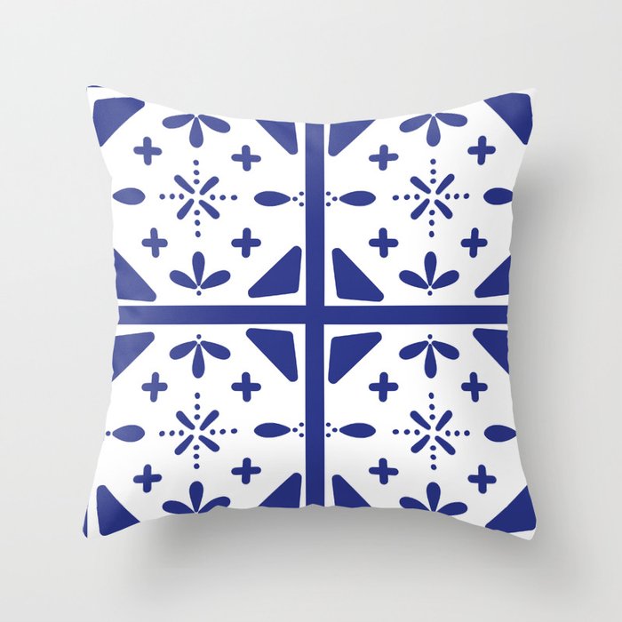 Blue and White Tiles 2x2 Throw Pillow
