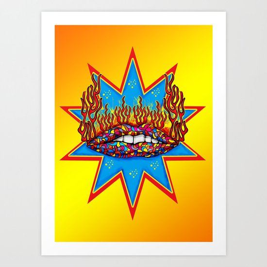 Psychedelic Lips Art Print