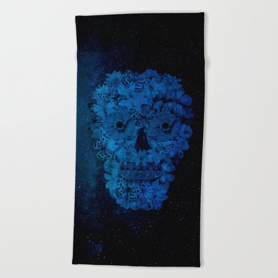 Floral Skull Beach Towel