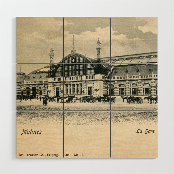 Mechelen antique neo renaissance railroad station 1905 Wood Wall Art
