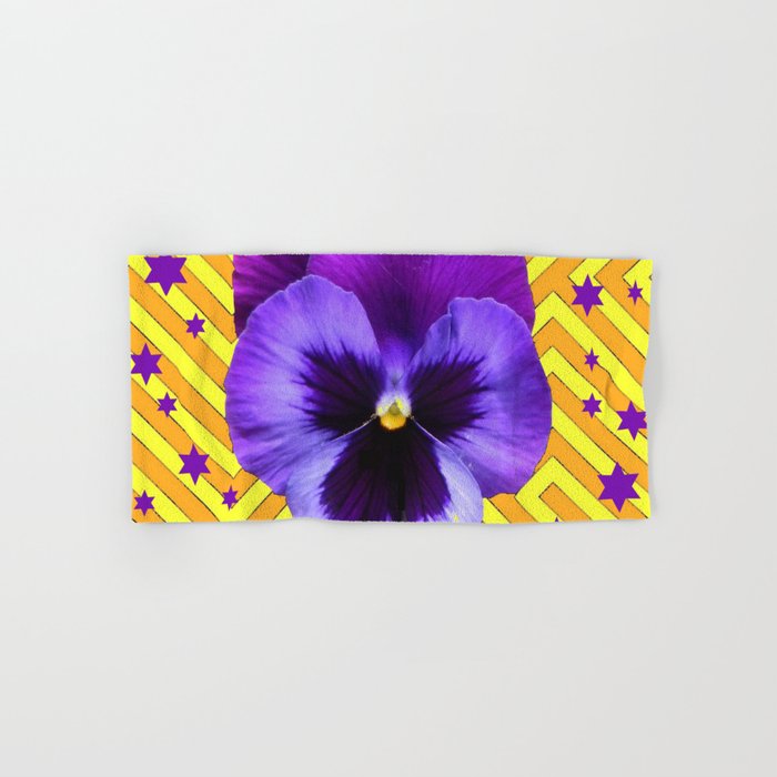 Decorative Lilac Purple Pansies Flowers Purple Stars Hand Bath