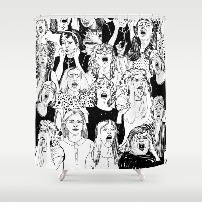 Wild girls. Black and white illustration. Shower Curtain