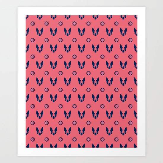 Boston Terrier & ball IV. Art Print