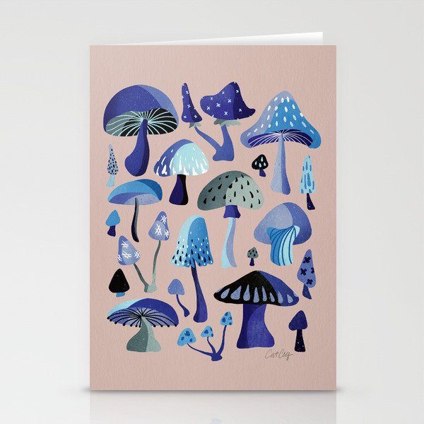 Mushrooms – Blue & Blush Stationery Cards