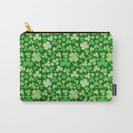 Lucky Green Watercolour Shamrock Pattern Carry-All Pouch