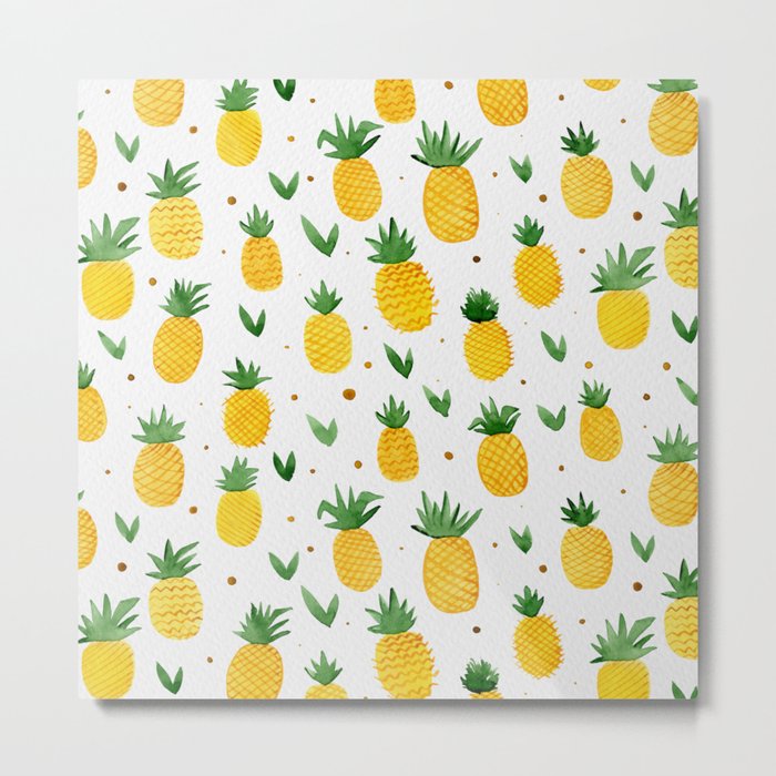 Watercolor pineapples Metal Print