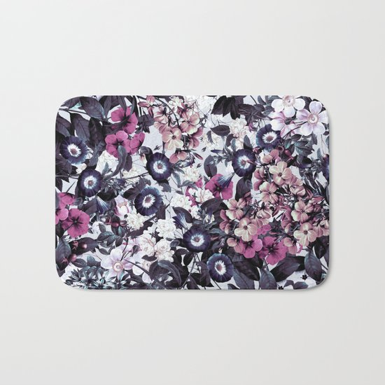 Bohemian Floral Nights Pink and Gray Bath Mat