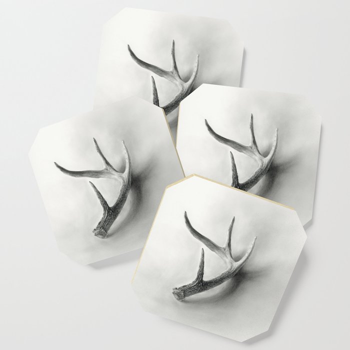 Lost And Found Deer Antler Pencil Drawing Coaster By Brookefiger Society6