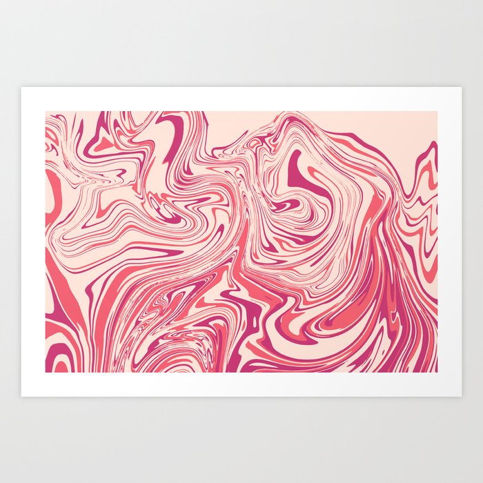 Pastel Pink Abstract Marble Art Print By All4you Society6