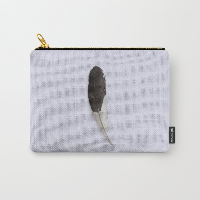 Minimalist Black and White Feather Carry-All Pouch