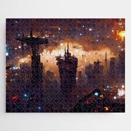 Postcards from the Future - Cyberpunk Cityscape Jigsaw Puzzle
