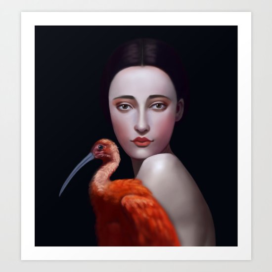 Miss Orange Stork Art Print