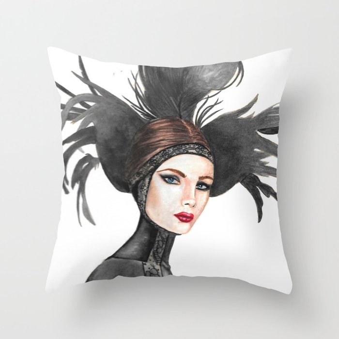 Black Feathers Throw Pillow