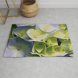 Blue And Yellow Hortensia Artisitic Blossom Area & Throw Rug