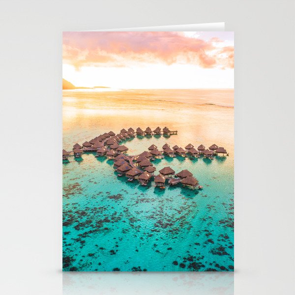 Bora bora Tahiti honeymoon beach resort vacation Stationery Cards