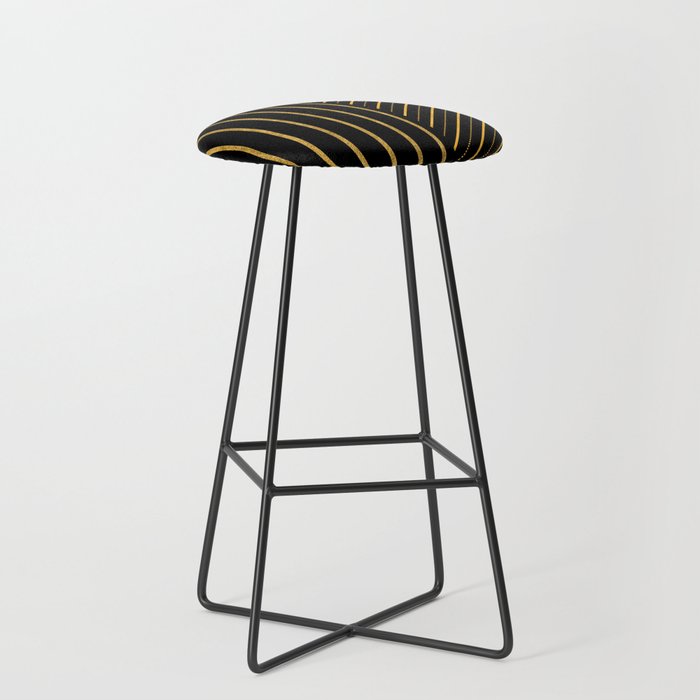Gold And Black Stripes Lines Collection Bar Stool
