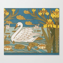 Swans L'animal Dans La Decoration Retro Art Canvas Print
