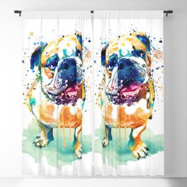 Watercolor Bulldog Blackout Curtain