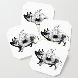 Pig with Wings | Flying Pig | When Pigs Fly | Pigs with Wings | Vintage Pig | Coaster