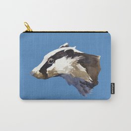 Badger watercolor painting animal - woodland nature - animals - forest - Pastel Blue Carry-All Pouch | Woodland, Aesthetic, Forest, Watercolour, Rustic, Pastel Blue, Badgers, Painting, Watercolor, Illustration 