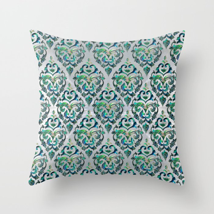 Persian Oriental  pattern abalone and pearl Throw Pillow