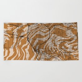 USA, Buffalo Authentic Map Beach Towel