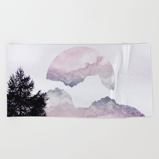 Pink Mountains Beach Towel