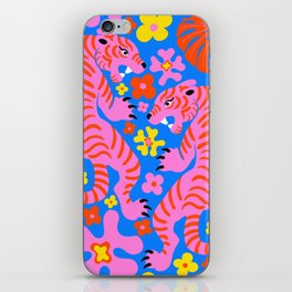 Pink Tigers & Flowers iPhone Skin
