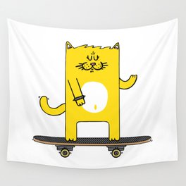 Cat on skateboard Wall Tapestry