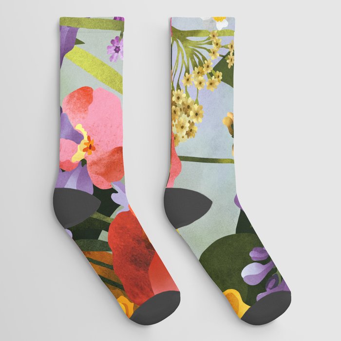 Happy Vibrant Floral Pattern Socks