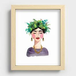 Floral Frida - Gray Recessed Framed Print