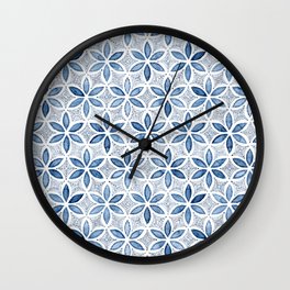 Indigo Retro Flower Wall Clock