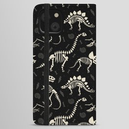 Dinosaur Fossils on Black iPhone Wallet Case