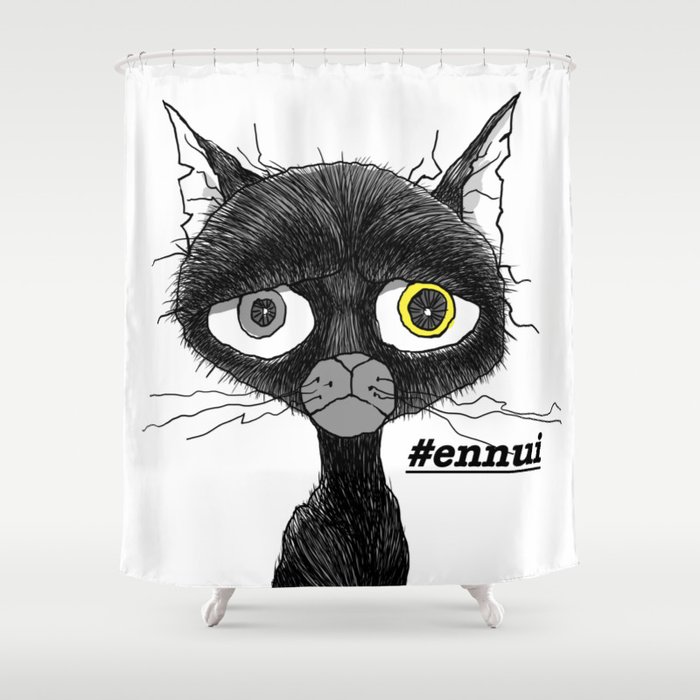 Ennui Black Cat Shower Curtain