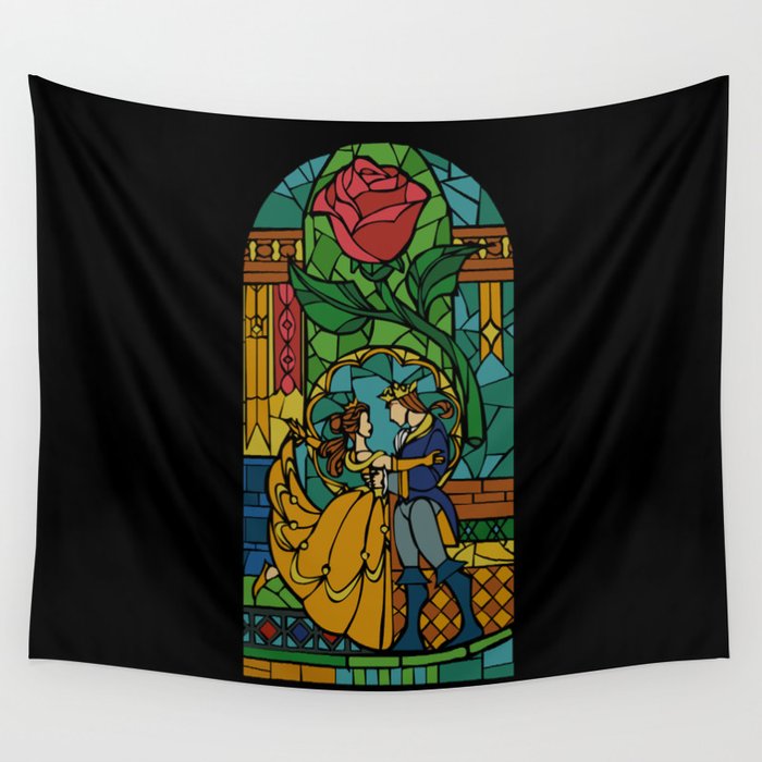 Beauty And The Beast Stained Glass Wall Tapestry By Hogies Society6