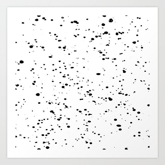 Paint Spatter Black on White Art Print