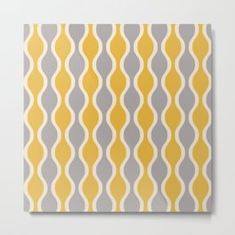 Classic Retro Ogee Pattern 852 Yellow and Gray Metal Print | Retro, Graphicdesign, Abstract, Gray, Modern, Mid, Ogee, Contemporary, Modernist, Boomerangs 