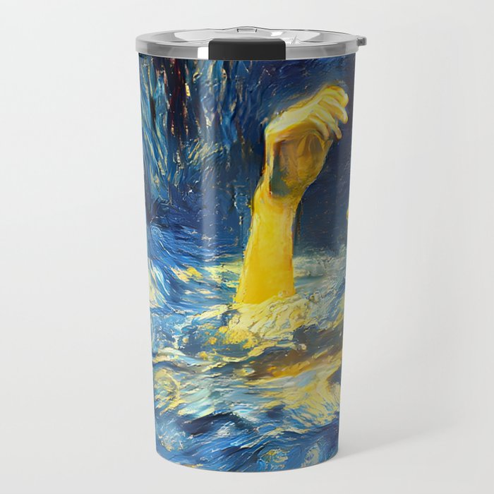 Reaching out of the Ocean Travel Mug