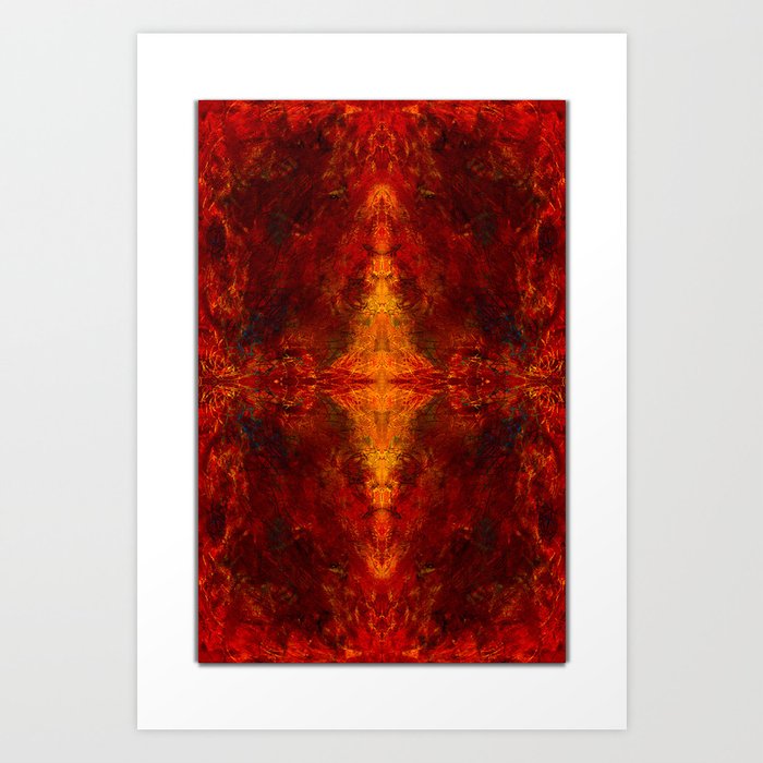 fire eye our four - by sdthoart Art Print | Painting, Oil, Pattern, Fire, Dark, Red, Hot, Flames, Wild