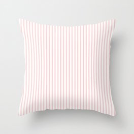 Thin Lush Blush Pink and White Mattress Ticking Stripes Throw Pillow