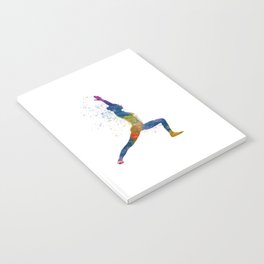 Woman practices yoga in watercolor Notebook
