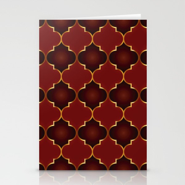 Red Islamic Geometric - Red Islamic Pattern - Red Islamic Pattern Geometric Stationery Cards