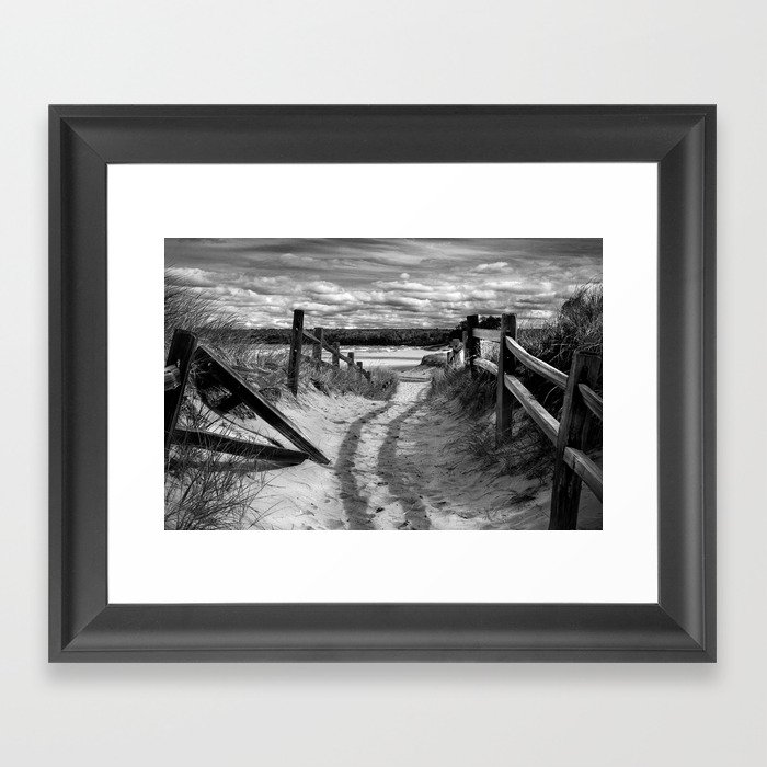 Beach Path (mono) Framed Art Print
