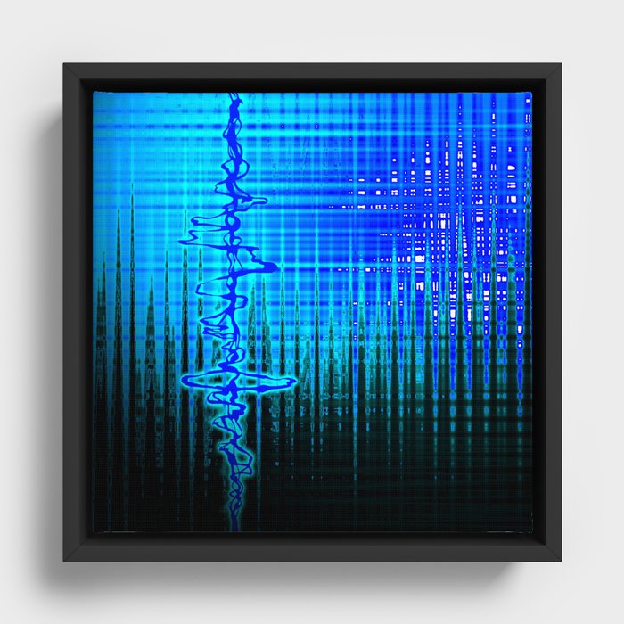 Soundwave Blue Framed Canvas