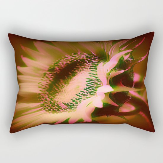 Painterly Glowing Sunflower Rectangular Pillow