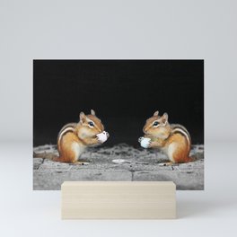 tiny hamsters sharing coffee vibes during Saturday breakfast Mini Art Print
