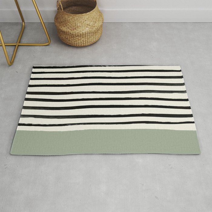 Sage Green X Stripes Rug By Floresimagespdx Society6